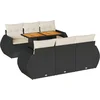 Image de vidaXL - 7-delige - Loungeset - met - kussens - poly - rattan - zwart