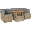 Image de vidaXL - 7-delige - Loungeset - met - kussens - poly - rattan - beige