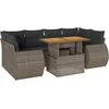 Image de vidaXL - 7-delige - Loungeset - met - kussens - poly - rattan - grijs