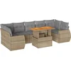 Image de vidaXL - 8-delige - Loungeset - met - kussens - poly - rattan - beige