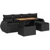 Image de vidaXL - 6-delige - Loungeset - met - kussens - poly - rattan - zwart