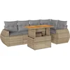 Image de vidaXL - 6-delige - Loungeset - met - kussens - poly - rattan - beige