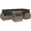 Image de vidaXL - 6-delige - Loungeset - met - kussens - poly - rattan - grijs