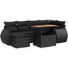 Image de vidaXL - 7-delige - Loungeset - met - kussens - poly - rattan - zwart
