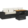 Image de vidaXL - 5-delige - Loungeset - met - kussens - poly - rattan - zwart