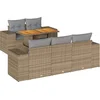 Image de vidaXL - 6-delige - Loungeset - met - kussens - poly - rattan - beige