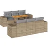 Image de vidaXL - 7-delige - Loungeset - met - kussens - poly - rattan - beige