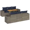 Image de vidaXL - 7-delige - Loungeset - met - kussens - poly - rattan - grijs