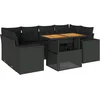 Image de vidaXL - 7-delige - Loungeset - met - kussens - poly - rattan - zwart