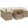 Image de vidaXL - 7-delige - Loungeset - met - kussens - poly - rattan - beige