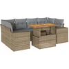 Image de vidaXL - 7-delige - Loungeset - met - kussens - poly - rattan - beige
