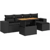 Image de vidaXL - 6-delige - Loungeset - met - kussens - poly - rattan - zwart