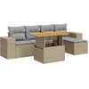 Image de vidaXL - 6-delige - Loungeset - met - kussens - poly - rattan - beige