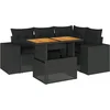Image de vidaXL - 5-delige - Loungeset - met - kussens - poly - rattan - zwart