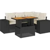 Image de vidaXL - 5-delige - Loungeset - met - kussens - poly - rattan - zwart