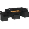 Image de vidaXL - 7-delige - Loungeset - met - kussens - poly - rattan - zwart