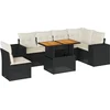 Image de vidaXL - 7-delige - Loungeset - met - kussens - poly - rattan - zwart