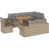 Image de vidaXL - 9-delige - Loungeset - met - kussens - poly - rattan - beige