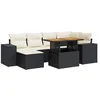 Image de vidaXL - 7-delige - Loungeset - met - kussens - poly - rattan - zwart