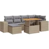 Image de vidaXL - 7-delige - Loungeset - met - kussens - poly - rattan - beige