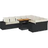 Image de vidaXL - 10-delige - Loungeset - met - kussens - poly - rattan - acacia - zwart
