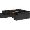Image de vidaXL - 10-delige - Loungeset - met - kussens - poly - rattan - acacia - zwart