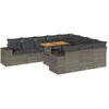 Image de vidaXL - 10-delige - Loungeset - met - kussens - poly - rattan - acacia - grijs