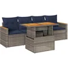 Image de vidaXL - 5-delige - Loungeset - met - kussens - poly - rattan - grijs