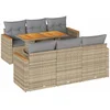 Image de vidaXL - 7-delige - Loungeset - met - kussens - poly - rattan - acacia - beige