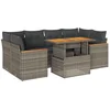 Image de vidaXL - 6-delige - Loungeset - met - kussens - poly - rattan - acacia - grijs