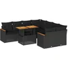 Image de vidaXL - 9-delige - Loungeset - met - kussens - poly - rattan - acacia - zwart