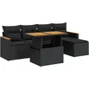 Image de vidaXL - 6-delige - Loungeset - met - kussens - poly - rattan - acacia - zwart