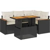 Image de vidaXL - 5-delige - Loungeset - met - kussens - poly - rattan - acacia - zwart