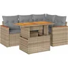 Image de vidaXL - 5-delige - Loungeset - met - kussens - poly - rattan - en - acaciahout - beige