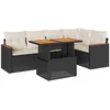 Image de vidaXL - 6-delige - Loungeset - met - kussens - poly - rattan - acacia - zwart