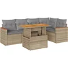 Image de vidaXL - 6-delige - Loungeset - met - kussens - poly - rattan - acacia - beige