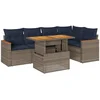 Image de vidaXL - 6-delige - Loungeset - met - kussens - poly - rattan - grijs