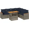 Image de vidaXL - 7-delige - Loungeset - met - kussens - poly - rattan - grijs