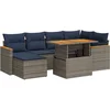 Image de vidaXL - 7-delige - Loungeset - met - kussens - poly - rattan - grijs
