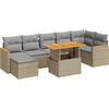 Image de vidaXL - 8-delige - Loungeset - met - kussens - poly - rattan - acacia - beige