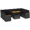 Image de vidaXL - 10-delige - Loungeset - met - kussens - poly - rattan - acacia - zwart