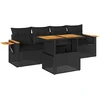 Image de vidaXL - 5-delige - Loungeset - met - kussens - poly - rattan - acacia - zwart