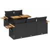 Image de vidaXL - 6-delige - Loungeset - met - kussens - poly - rattan - acacia - zwart