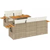 Image de vidaXL - 6-delige - Loungeset - met - kussens - poly - rattan - acacia - beige