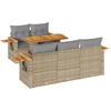 Image de vidaXL - 6-delige - Loungeset - met - kussens - poly - rattan - acacia - beige