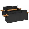 Image de vidaXL - 7-delige - Loungeset - met - kussens - poly - rattan - acacia - zwart
