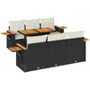 Image de vidaXL - 7-delige - Loungeset - met - kussens - poly - rattan - acacia - zwart