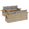 Image de vidaXL - 7-delige - Loungeset - met - kussens - poly - rattan - acacia - beige