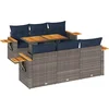 Image de vidaXL - 7-delige - Loungeset - met - kussens - poly - rattan - grijs