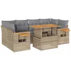 Image de vidaXL - 7-delige - Loungeset - met - kussens - poly - rattan - acacia - beige